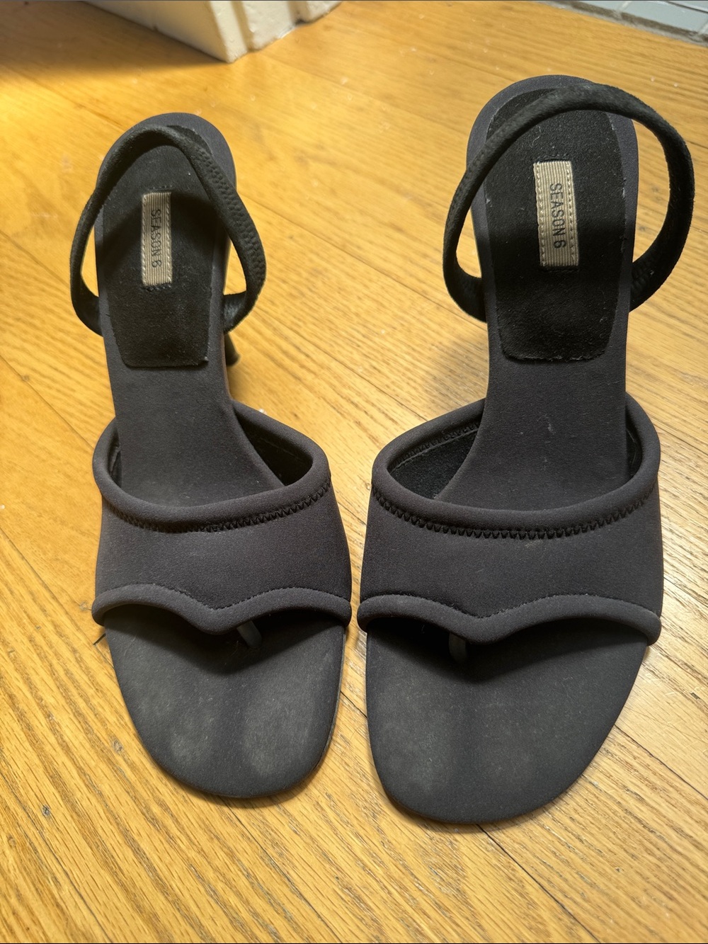 Yeezy Season 6 Neoprene Sandal in Graphite, 90mm heel. Style KW5238-187.